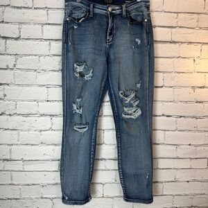 Judy Blue Boyfriend Fit High Rise Distressed Jeans Size 9 / 29 EUC Stretch Jeans